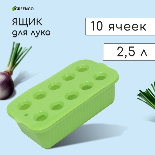 Изображение товара Ящик для рассады GREENGO для выращивания зеленого лука / 9035821 (зеленый)