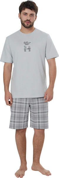 Изображение товара Комплект домашней одежды Mark Formelle 591044 (р.96-86-182/188, светло-серый/светло-серая клетка)