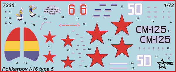 Изображение товара Сборная модель Звезда Советский истребитель И-16 Тип 5 / 7330