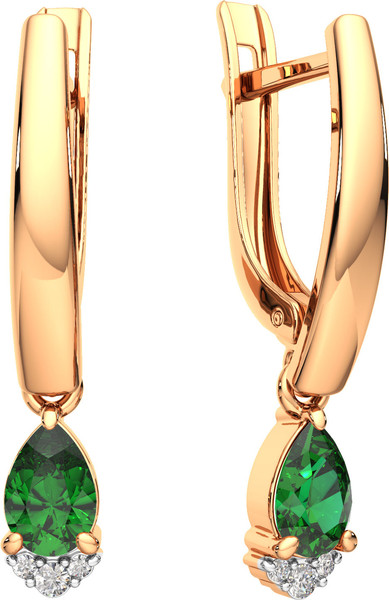 Изображение товара Серьги из розового золота ZORKA 3D20148.14K.R.ZZ (с бриллиантами и изумрудом)