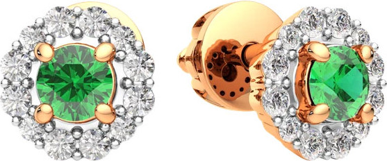 Изображение товара Серьги из розового золота ZORKA 3D20168.14K.R (с бриллиантами и изумрудом)