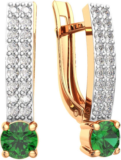 Изображение товара Серьги из розового золота ZORKA 3D20201.14K.R.ZZ (с бриллиантами и изумрудом)