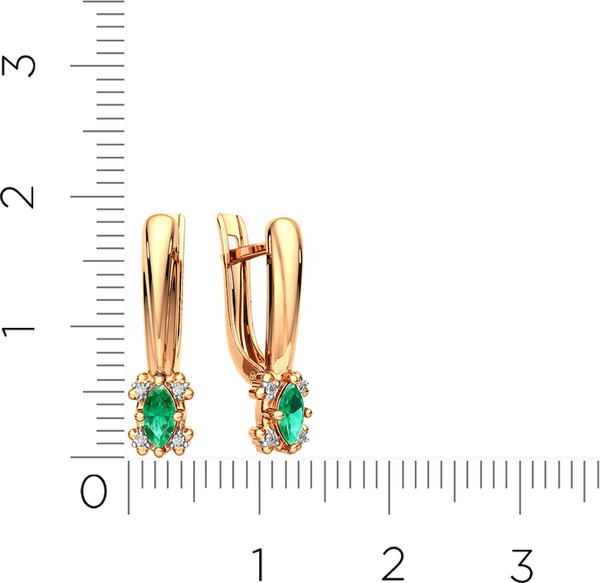 Изображение товара Серьги из розового золота ZORKA 3D2038.14K.R (с бриллиантами и изумрудом)