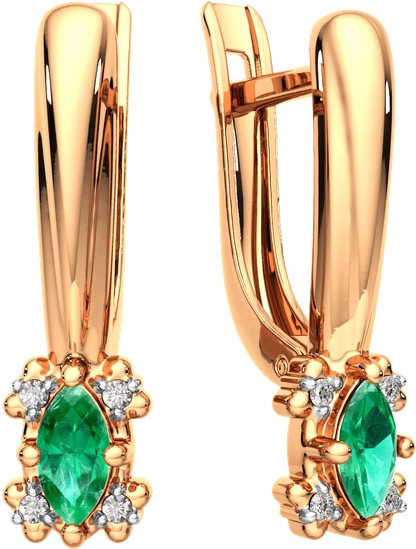 Изображение товара Серьги из розового золота ZORKA 3D2038.14K.R (с бриллиантами и изумрудом)