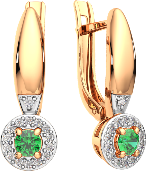 Изображение товара Серьги из розового золота ZORKA 3D20154.14K.R.ZZ (с бриллиантами и изумрудом)