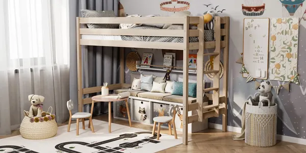 Изображение товара Кровать-чердак детская Савушка Савушка-02 90x200 Wood / КС/ЧР-02-90Х200-БО (без окрашивания)