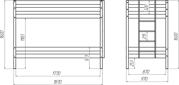 Изображение товара Кровать-чердак детская Савушка Савушка-02 90x180 / КС/ЧР-02-90Х180-БО (без окрашивания)