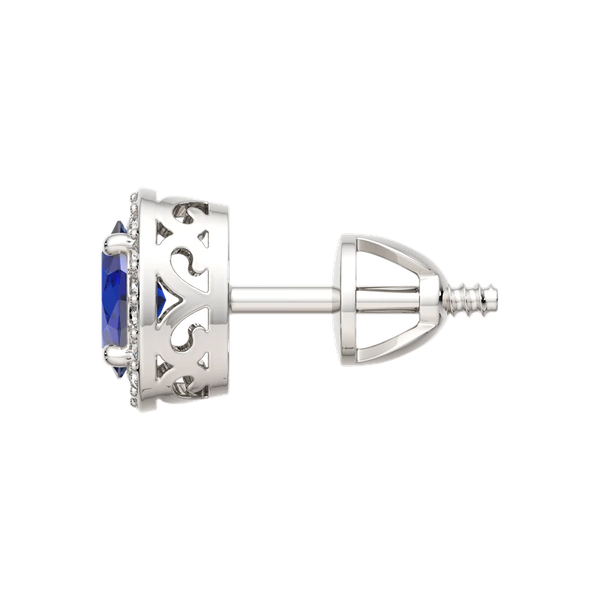 Изображение товара Серьги из белого золота ZORKA 3D10177.14K.W (с бриллиантами и сапфиром)