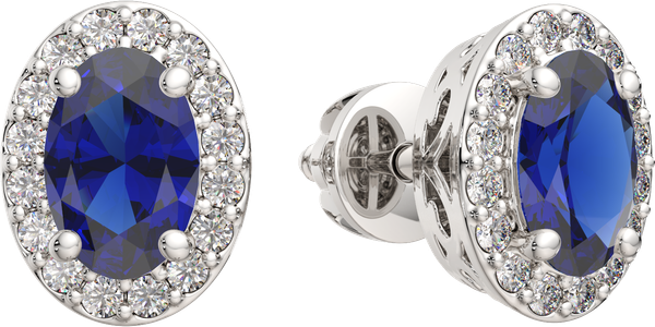 Изображение товара Серьги из белого золота ZORKA 3D10177.14K.W (с бриллиантами и сапфиром)