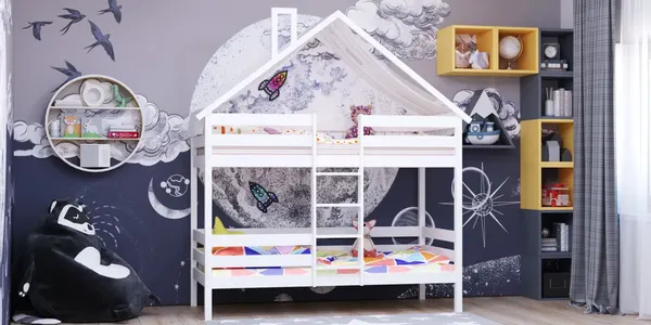 Изображение товара Стилизованная кровать детская Савушка Савушка-06 80x160 / КС-06-2Я-Б-80х160 (белый)