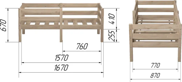 Изображение товара Кровать-тахта детская Савушка Савушка-11 80x160 / КС-11-80х160-БО (без окрашивания)