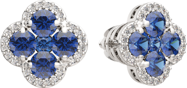 Изображение товара Серьги из белого золота ZORKA 3D1098.14K.W (с сапфирами и бриллиантом)