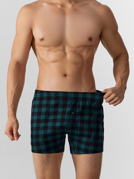 Изображение товара Трусы мужские Mark Formelle 411152 (р.110-120, черная клетка на зеленом)