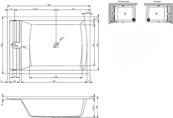Изображение товара Ванна акриловая Riho Savona с массажем 190x130 / B065001005hm (белый)
