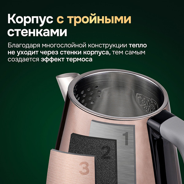 Изображение товара Электрочайник Evolution KP17153 Steel (золотой)