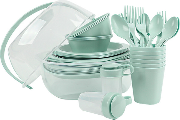 Изображение товара Набор пластиковой посуды Darvish Для пикника / DV-H-2305A (мятный)