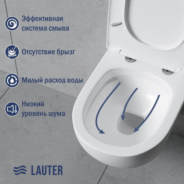 Изображение товара Унитаз подвесной Lauter Sulzdorf + Breez 21GN7072BM (белый с микролифтом)