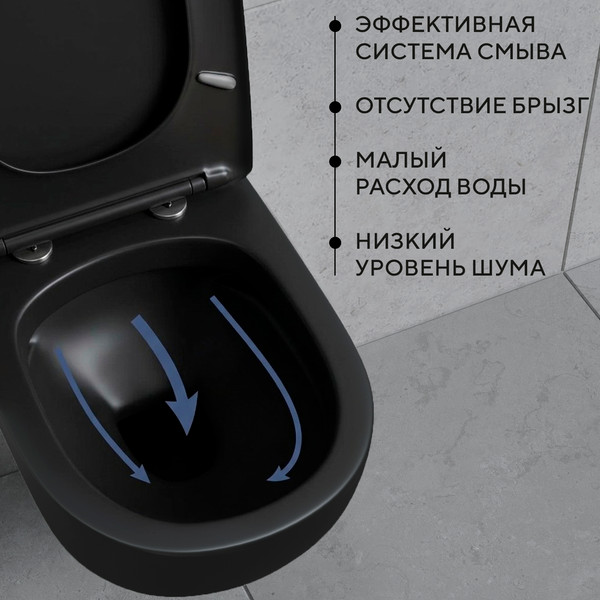 Изображение товара Унитаз подвесной Lauter Sulzdorf + Breez 21GN7072BM (черный с микролифтом)