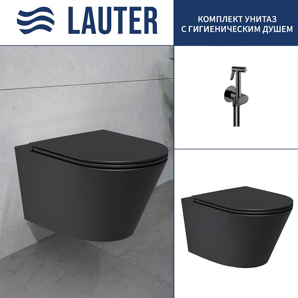 Изображение товара Унитаз подвесной Lauter Longer 2110822 (черный) + Breez 21GN7072BM