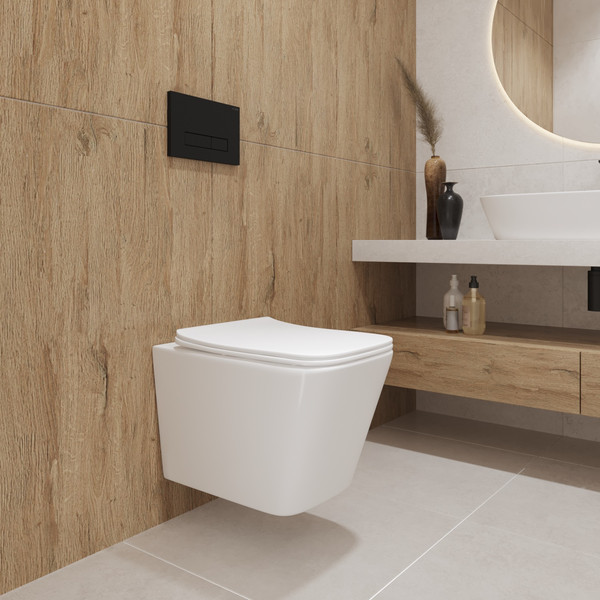 Изображение товара Унитаз подвесной Lauter Square с жестким сиденьем Soft Close 214903 + Breez 21GN7071CH (скрытое крепление)