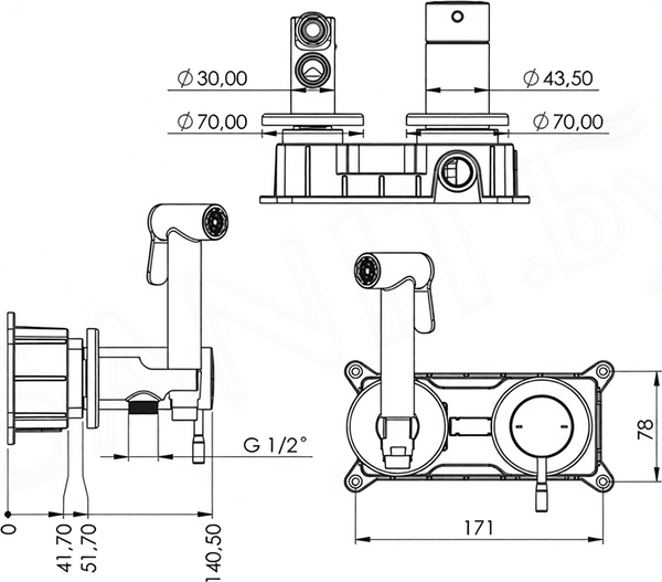 Изображение товара Гигиенический душ со смесителем Teska Atlas Tera TB7014