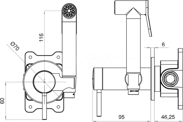 Изображение товара Гигиенический душ со смесителем Teska Pulito BTK6804