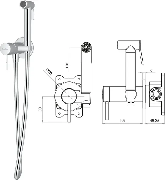 Изображение товара Гигиенический душ со смесителем Teska Pulito BTK6804