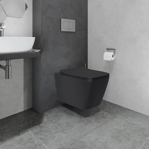 Изображение товара Унитаз подвесной Lauter Magdeburg с жест. сиденьем Soft Close 21103EC + Breez 21GN7072BM (черный матовый, скрытое крепление)