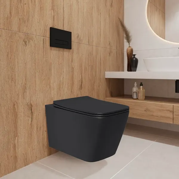 Изображение товара Унитаз подвесной Lauter Magdeburg с жест. сиденьем Soft Close 21103EC + Breez 21GN7072BM (черный матовый, скрытое крепление)