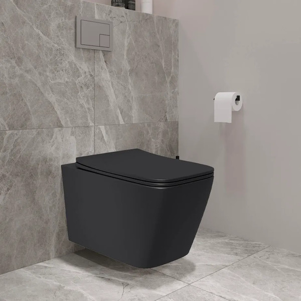 Изображение товара Унитаз подвесной Lauter Magdeburg с жест. сиденьем Soft Close 21103EC + Breez 21GN7072BM (черный матовый, скрытое крепление)