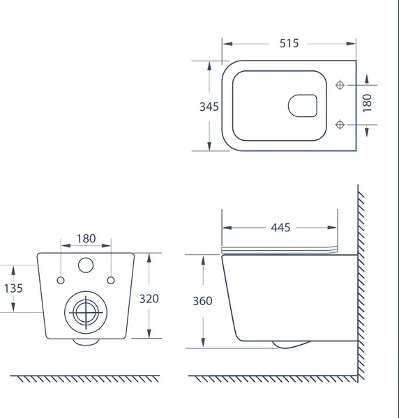 Изображение товара Унитаз подвесной Lauter Magdeburg с жест. сиденьем Soft Close 21103EC + Breez 21GN7072BM (черный матовый, скрытое крепление)