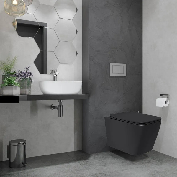 Изображение товара Унитаз подвесной Lauter Magdeburg с жест. сиденьем Soft Close 21103EC + Breez 21GN7072BM (черный матовый, скрытое крепление)