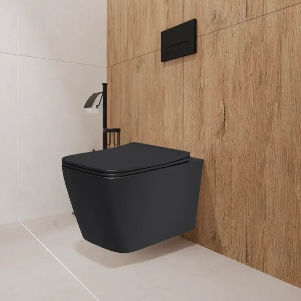 Изображение товара Унитаз подвесной Lauter Magdeburg с жест. сиденьем Soft Close 21103EC + Breez 21GN7072BM (черный матовый, скрытое крепление)