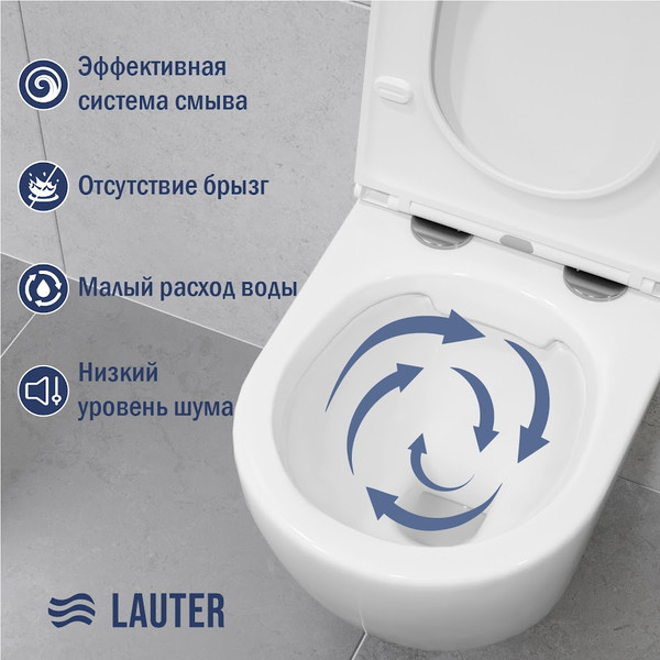 Изображение товара Унитаз подвесной Lauter Vortex 2110830VP + Breez 21GN7071CH