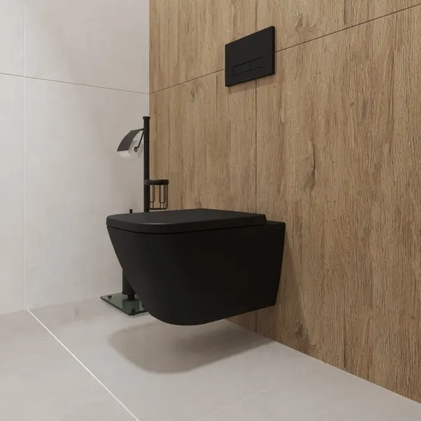 Изображение товара Унитаз подвесной Lauter Nuremberg 21811B черный + Breez 21GN7072BM