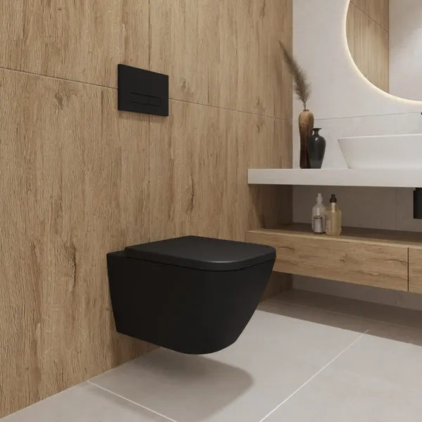 Изображение товара Унитаз подвесной Lauter Nuremberg 21811B черный + Breez 21GN7072BM