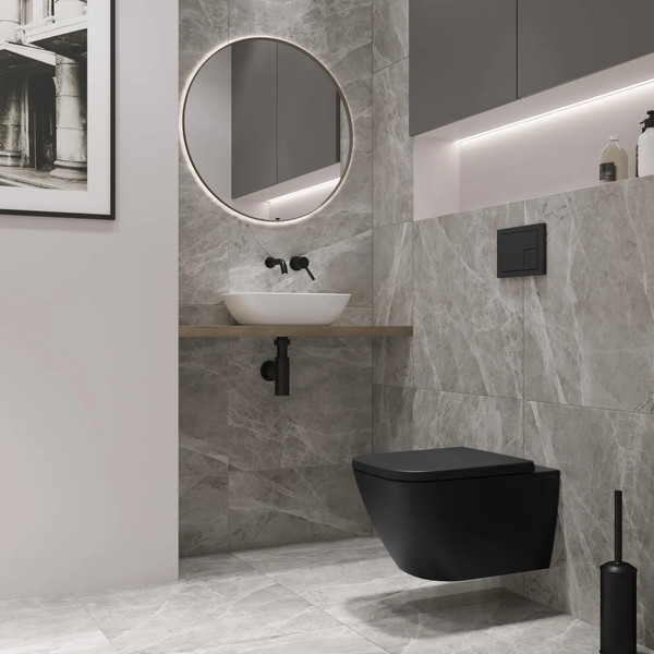 Изображение товара Унитаз подвесной Lauter Nuremberg 21811B черный + Breez 21GN7072BM