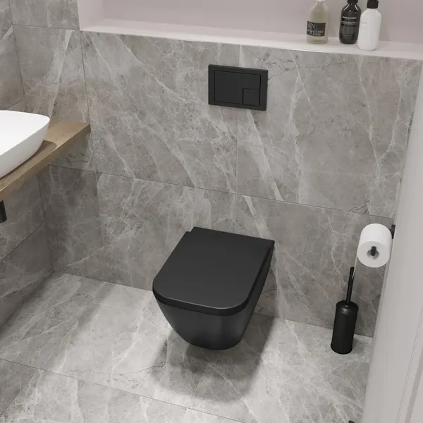 Изображение товара Унитаз подвесной Lauter Nuremberg 21811B черный + Breez 21GN7072BM