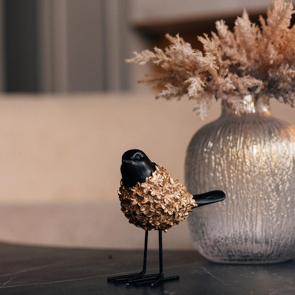 Изображение товара Статуэтка Вещицы Птица декоративная Tin-10 (золотой/черный)