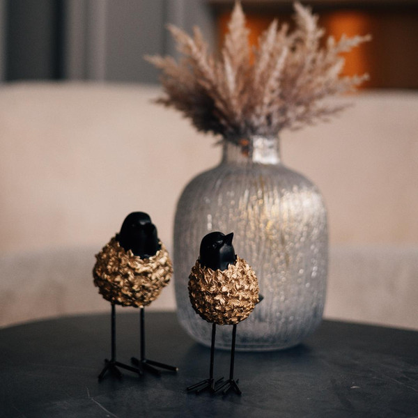 Изображение товара Статуэтка Вещицы Птица декоративная Tin-10 (золотой/черный)