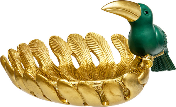 Изображение товара Декоративное блюдо Вещицы Попугай Tin-01 (золотой/зеленый)
