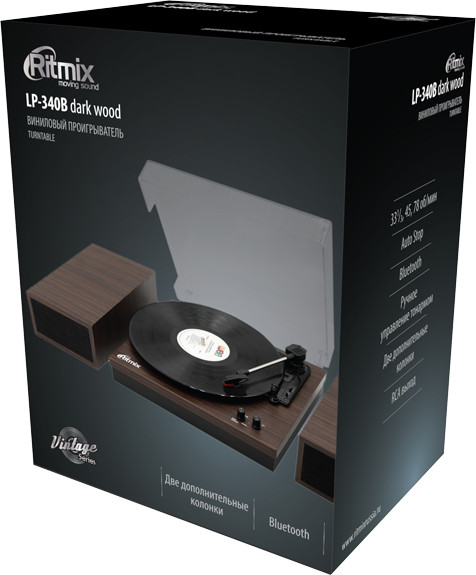 Изображение товара Проигрыватель виниловых пластинок Ritmix LP-340B (Black Wood)