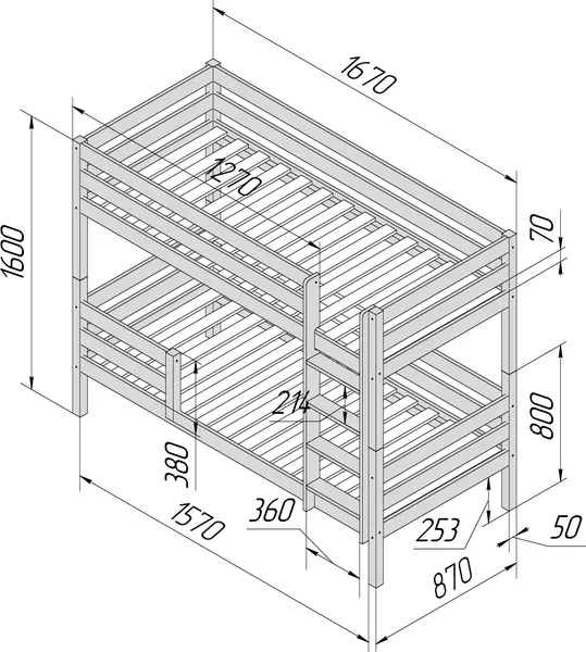Изображение товара Двухъярусная кровать детская Савушка Савушка-01 80x160 (серый)