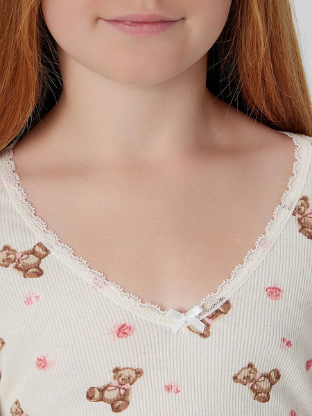 Изображение товара Пижама детская Mark Formelle 567758 (р.152-76, мишки с цветами на молоке/серый меланж 4306-А)