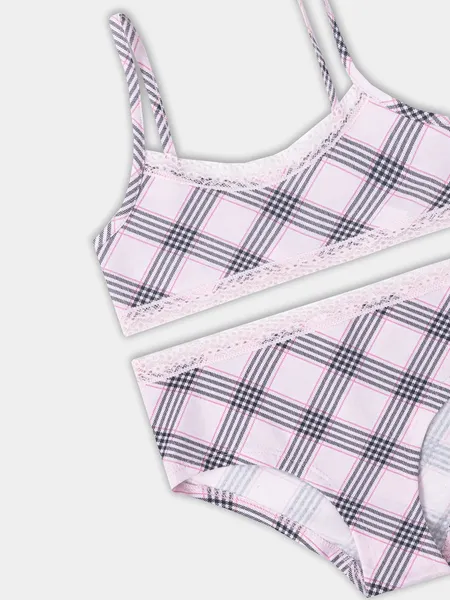 Изображение товара Комплект бельевой детский Mark Formelle 447701 (р.164-84, клетка черно-розовая)