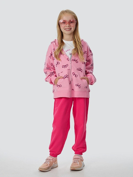 Изображение товара Спортивный костюм детский Mark Formelle 397736 (р.140-68, бантики на розовом/маджента/белый)