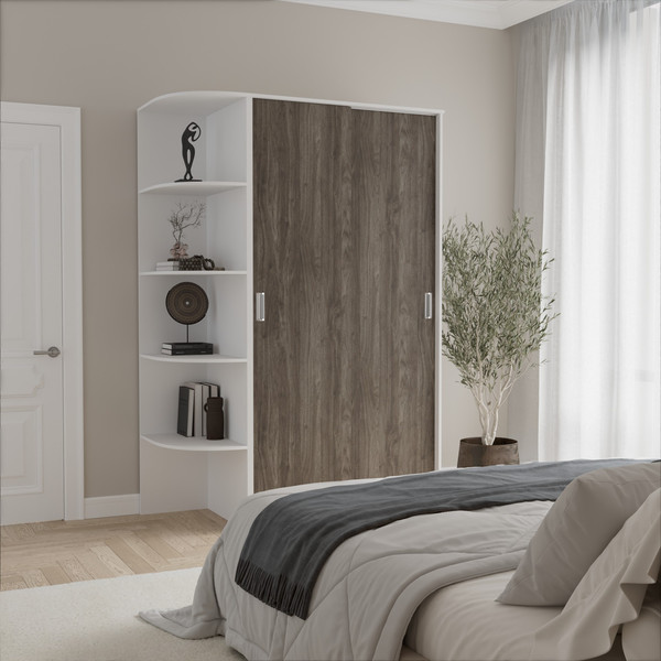 Изображение товара Шкаф-купе Кортекс-мебель Лагуна ШК04-00 (белый/орех элия, левая консоль)