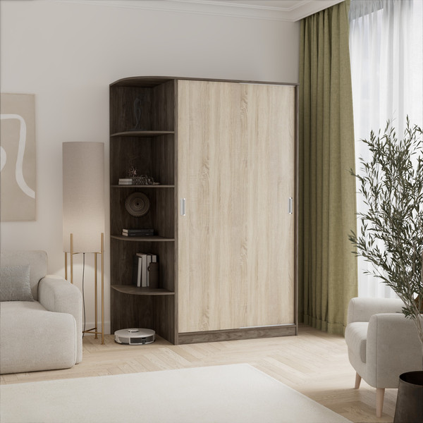 Изображение товара Шкаф-купе Кортекс-мебель Лагуна ШК04-00 (орех элия/дуб сонома, левая консоль)
