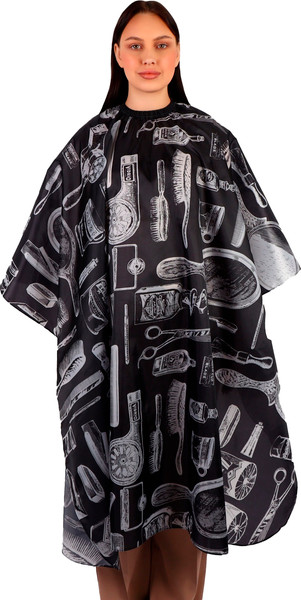 Изображение товара Накидка парикмахерская Queen Fair 4700920 (черный/белый)