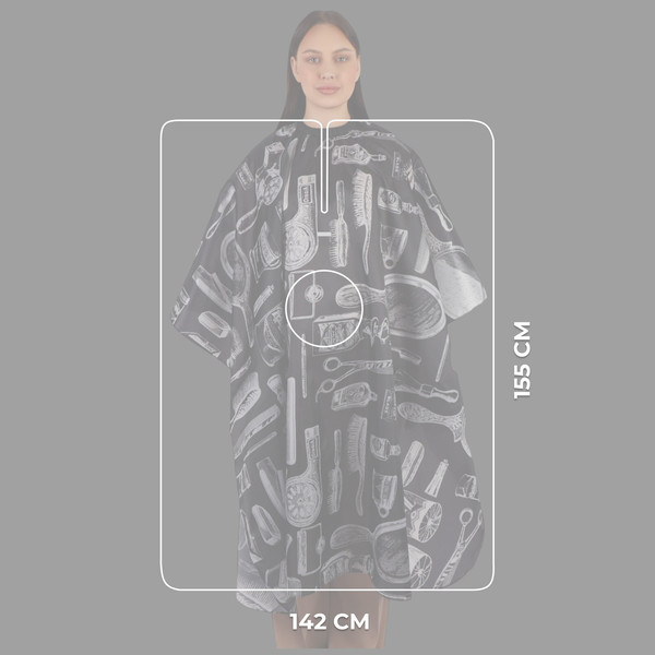 Изображение товара Накидка парикмахерская Queen Fair 4700920 (черный/белый)